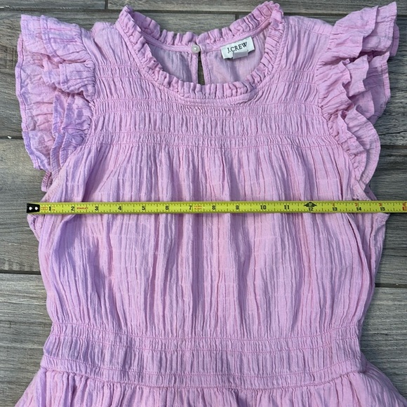 J.Crew Women's Purple Pink Flutter Sleeve Fit & Flare Gauze Cotton Dress Medium - Picture 9 of 12